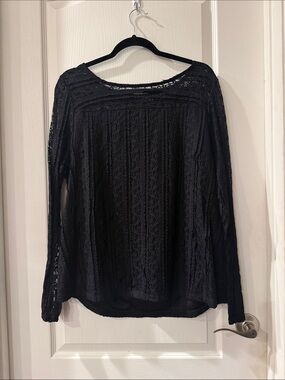 Lane Bryant Black Lace Long Sleeve Top